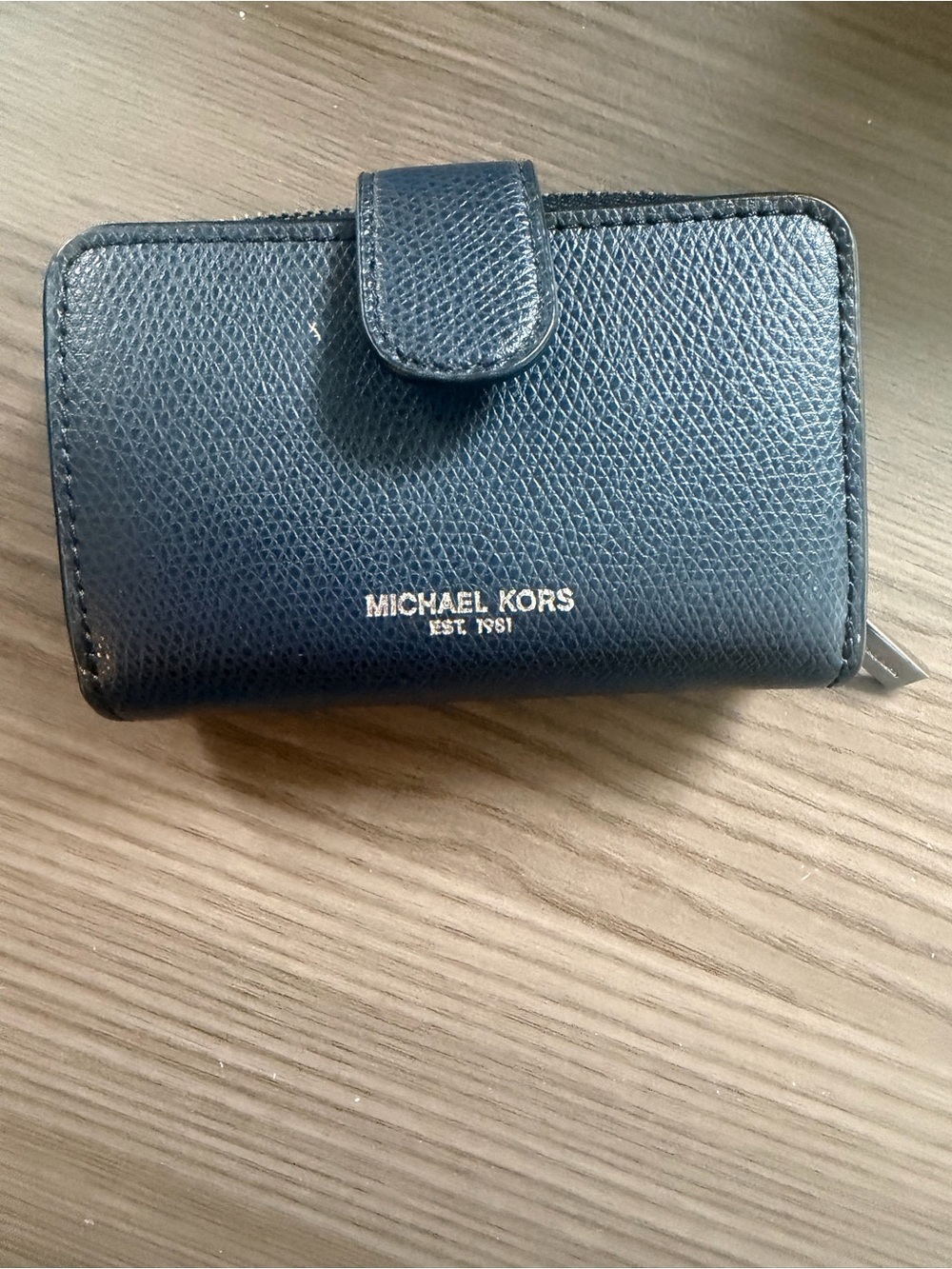 Michael Kors Navy Saffiano Card Holder Wallet with Snap